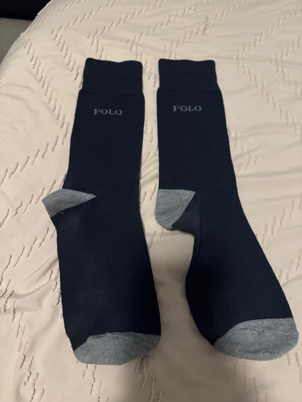 Polo by Ralph Lauren Black Crew Socks with Gray Toe and Heel